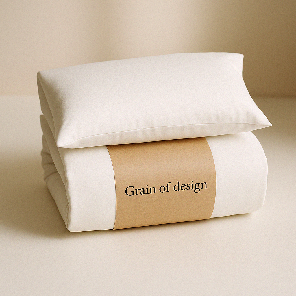 Autorský textil – bílé povlečení Grain of design