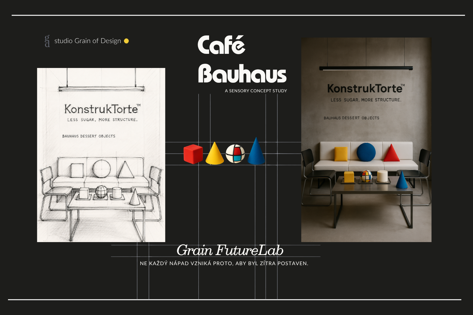 Café Bauhaus × KonstrukTorte – geometrický koncept kavárny inspirovaný Bauhausem