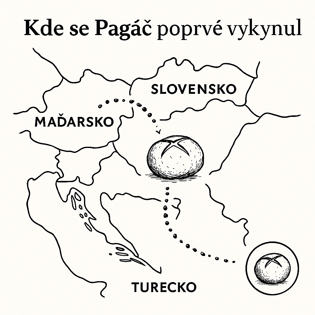 Kde se Pagáč poprvé vykynut - mapa jeho cesty