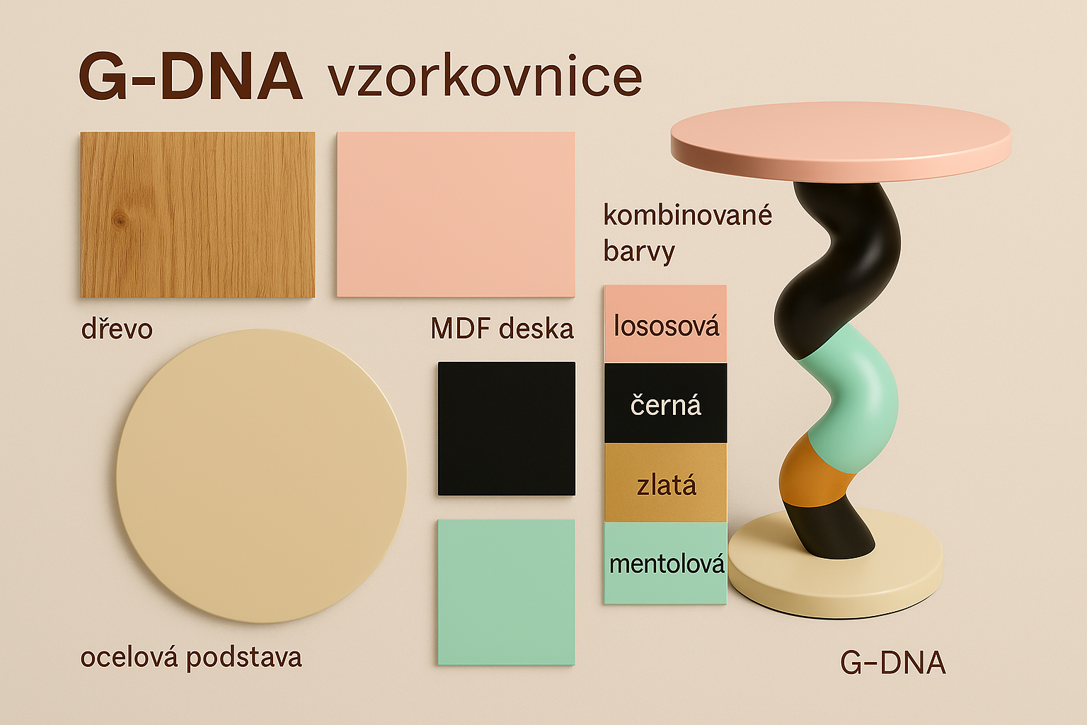 G-DNA vzorkovnice materiálů a barev